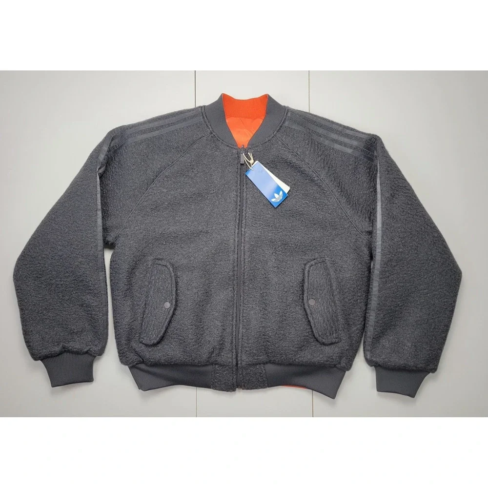 Adidas Originals Reversible Superstar Bomber Jacket Gray Orange Mens M KR7618